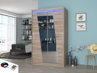 Ormar za garderobu Tolex (tartuf) (s LED rasvjetom) (s ogledalom)