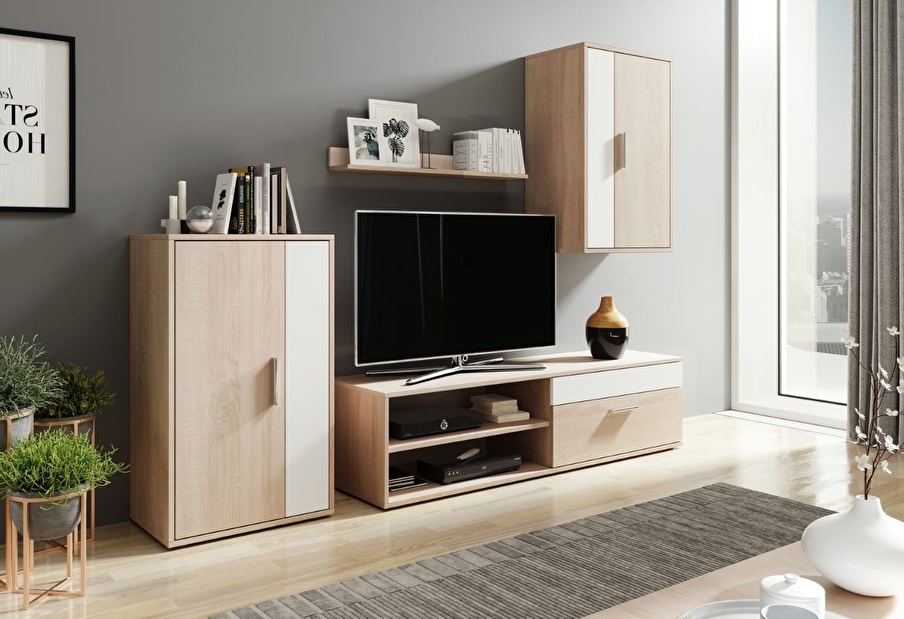 Mobilier living Beth (Stejar sonoma + Alb)