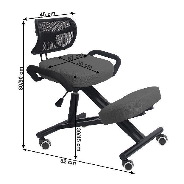 Ergonomické kancelárske kreslo Rusu (sivá + čierna) *bazár