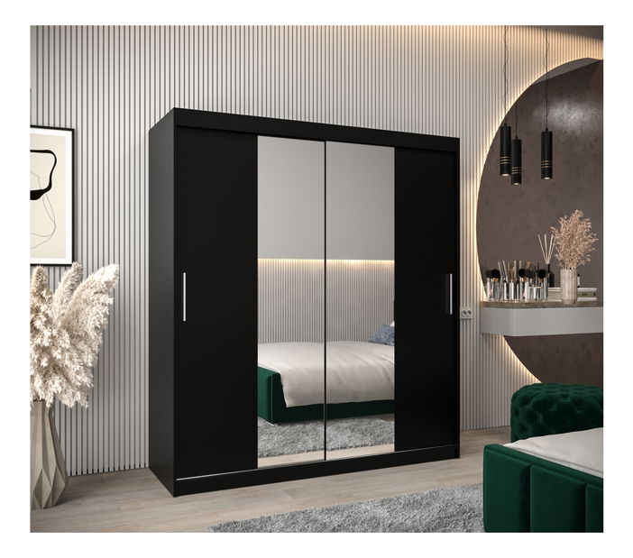 Dulap de haine 180 cm Toki 1 (negru mat + negru mat)