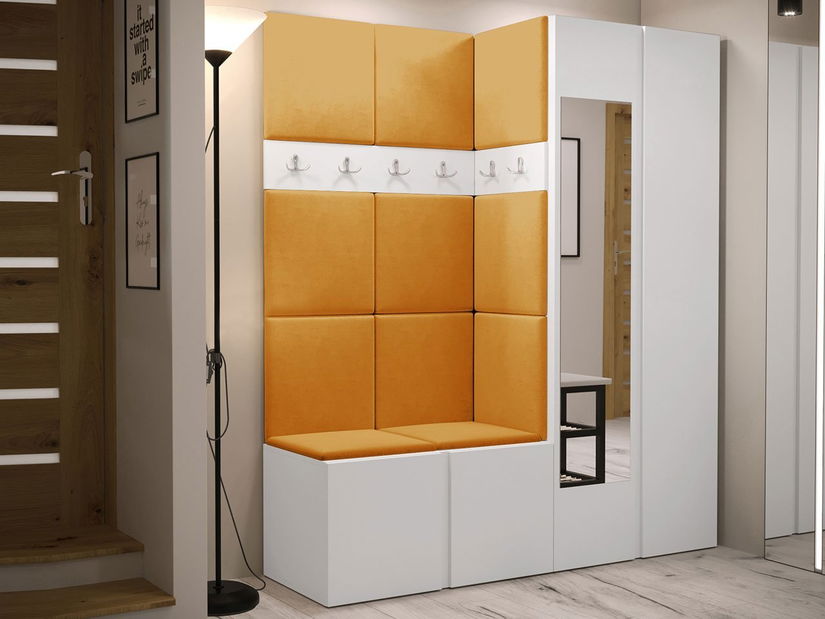 Mobilier hol Tovenaz XII (Alb + Galben) (cu oglindă)