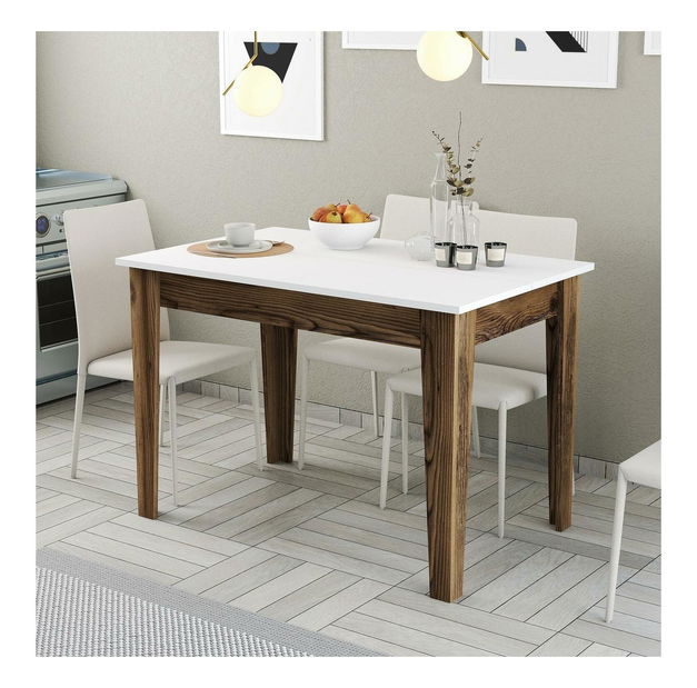 Masă sufragerie (pentru 4 persoane) Kim (nuc + alb)
