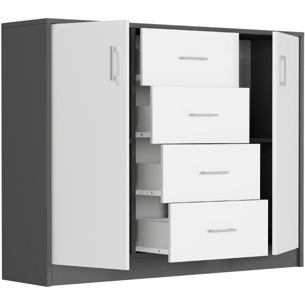 Komoda Unedia (antracit + biela)