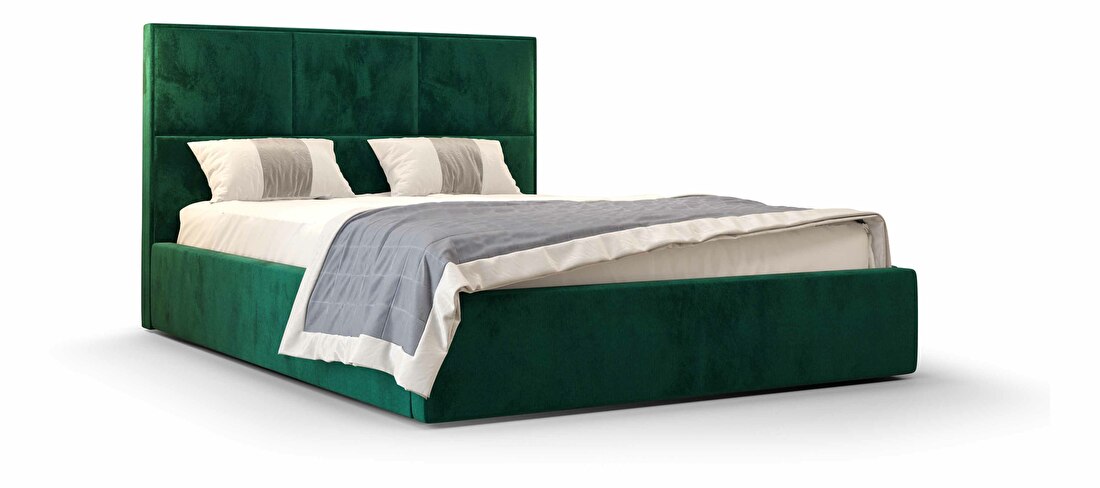 Bračni krevet 160 cm Elna (tamnozelena) (s podnicom i prostorom za odlaganje)