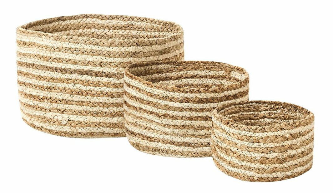 Set 3 ks úložných košov Kahza (prírodná)