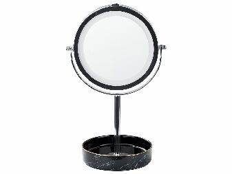Kozmetičko ogledalo Shevaun (srebrna + crna) (s LED rasvjetom)