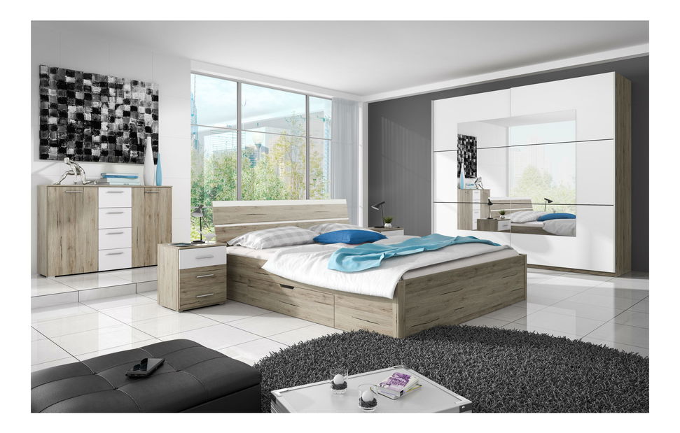 Dulap de haine Benson Typ 57 (san remo deschis + Alb + Oglindă)