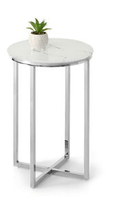 Stolić za kavu Calvis (bijeli mramor + krom)