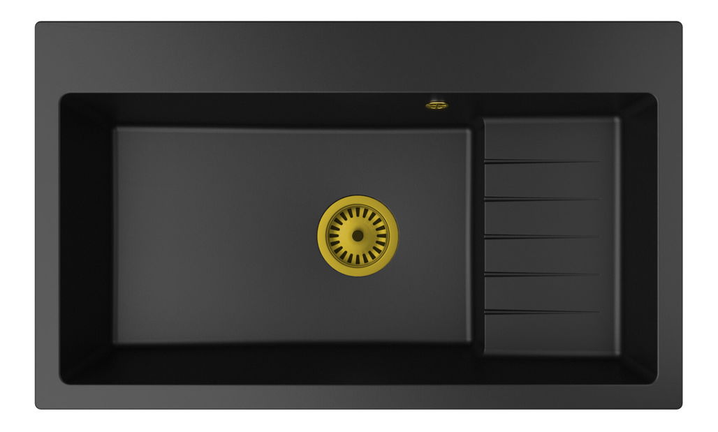 Chiuvetă de bucătărie Akream (negru) (cu 3 orificii pentru robinet)