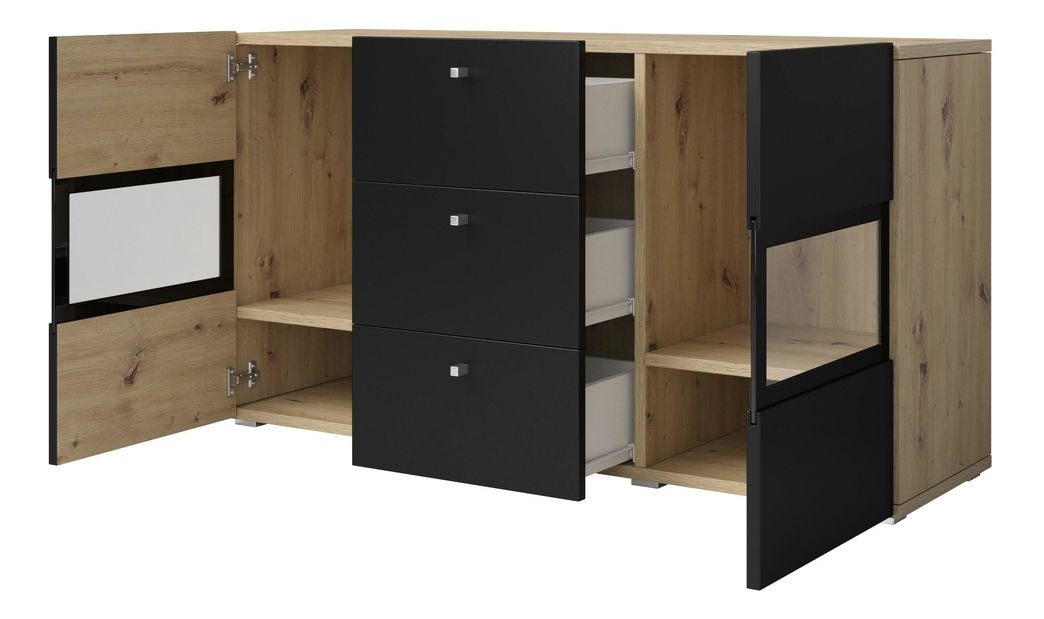 Komoda Barly BM26 (dub artisan + čierna matná)