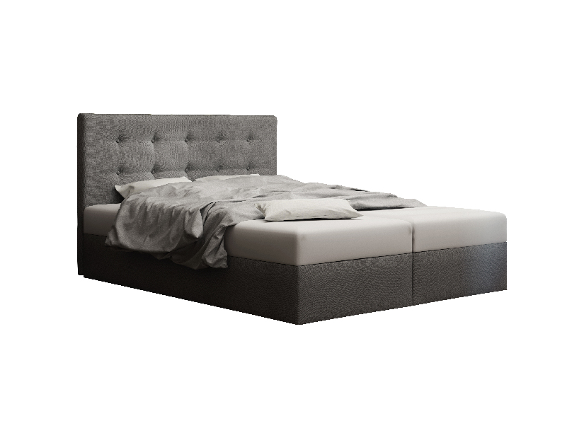 Franciaágy Boxspring 180 cm Duel 1 Comfort (szürke) (matraccal és tárolóhellyel)