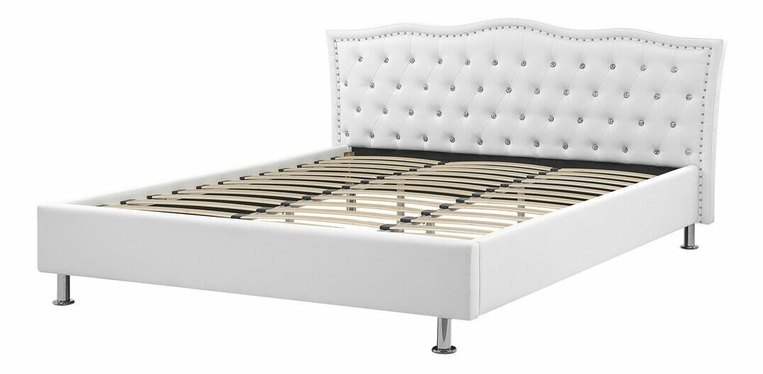 Manželská posteľ 180 cm MATH (s roštom) (biela)