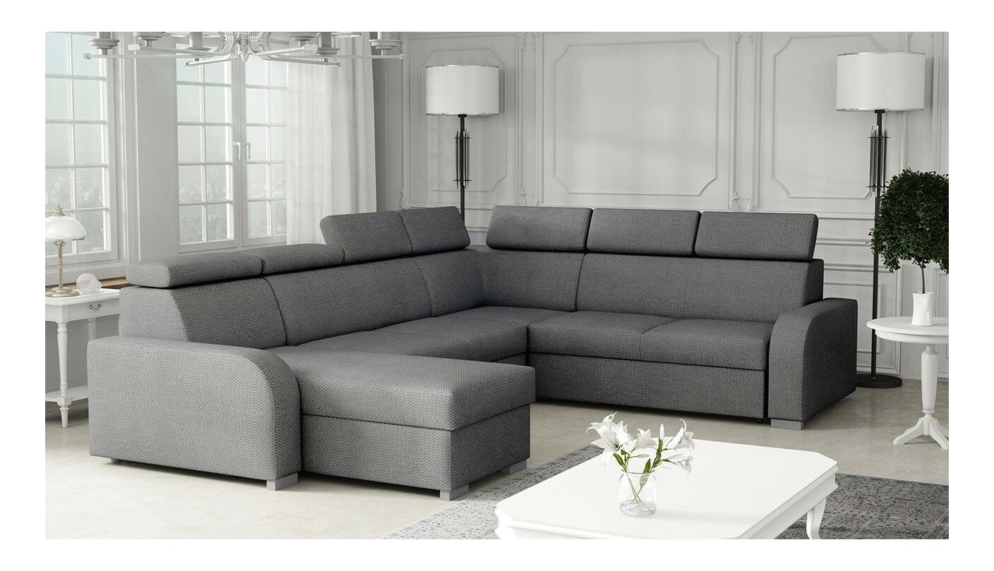 Rohová sedačka U Lyseri 2rR2pLC (tmavosivá) (s úl. priestorom)