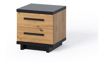 Éjjeliszekrény Indi NS (artisan tölgy + matt fekete + artisan tölgy)