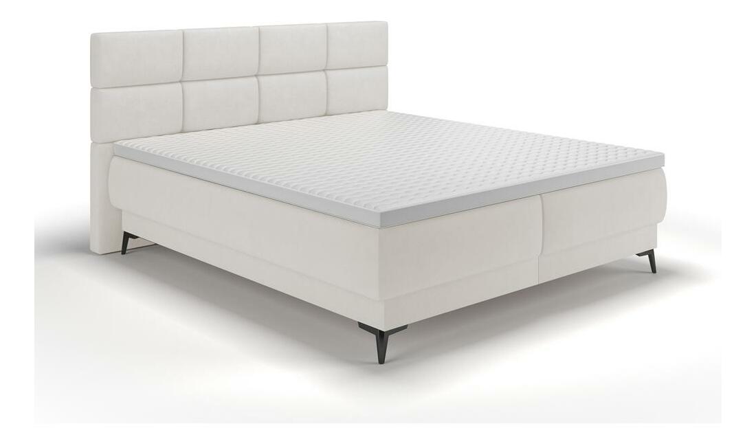 Pat matrimonial 140 cm Riviera 140 (cu somieră și saltea) (cu sp. depozitare) (alb + negru)