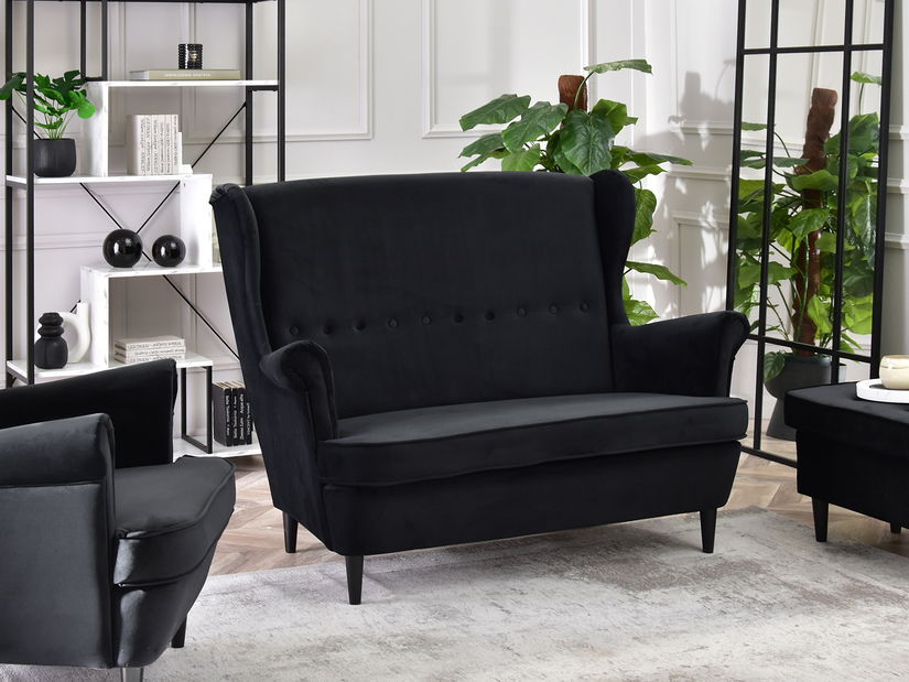 Pohovka dvojsedačka v tvare ušiak Muriera (čierna)