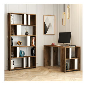 Masă PC cu raft Limba (Alb + Nuc)