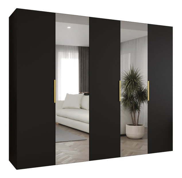 Ormar za garderobu 250 cm Mirabella 2 (crna + zlatna)