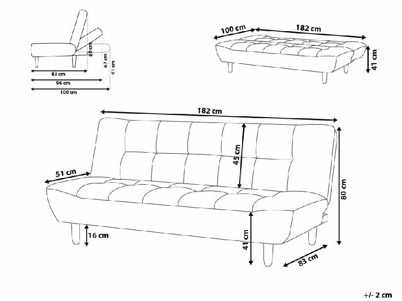 Sofa trosjed Appin (tamno siva)