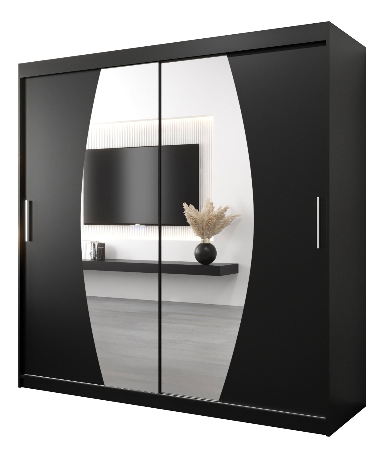 Ruhásszekrény 200 cm Eclipse (matt fekete + matt fekete)