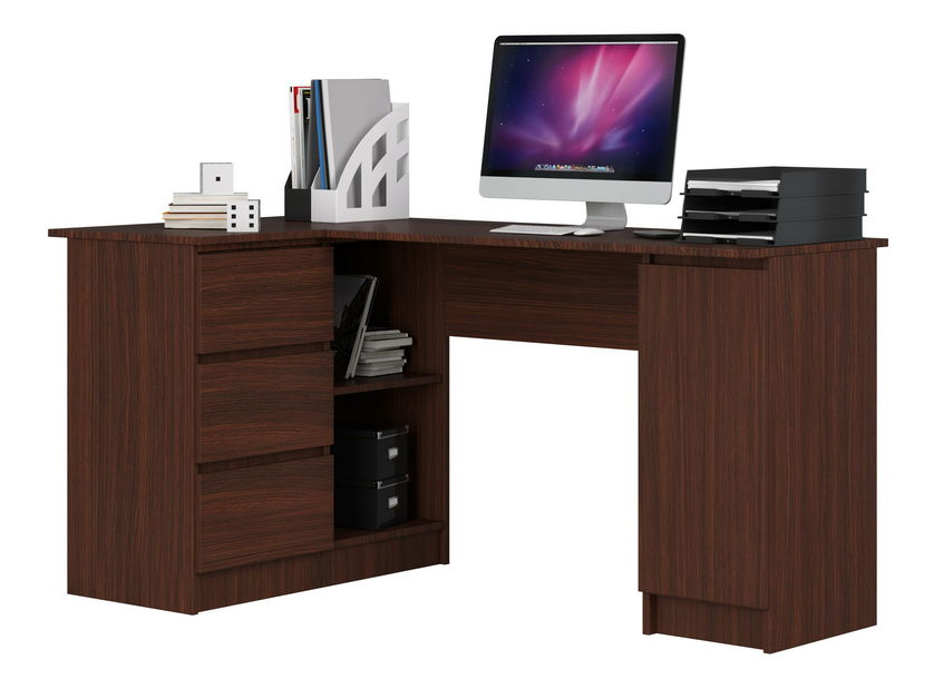 Rohový PC stolík Bevin (wenge) (L)