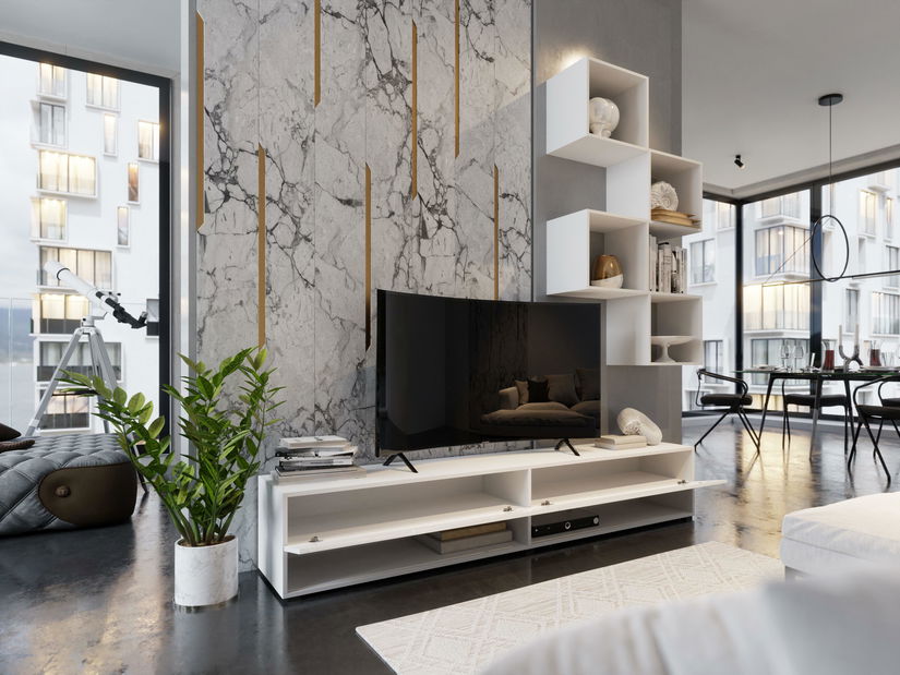 Set za dnevni boravak Berny 34 (bijela + bijeli sjaj)