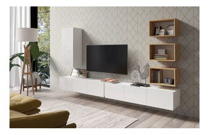Mobilier living Calabria C36 WHITE (Alb + Stejar auriu) (fără iluminat)