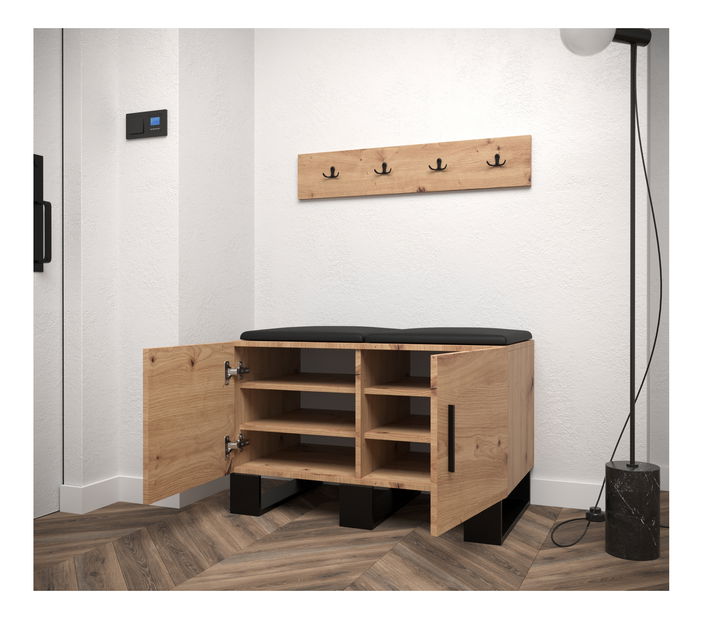 Set mobilier pentru hol Amanda 21 (Stejar artisan + verde)