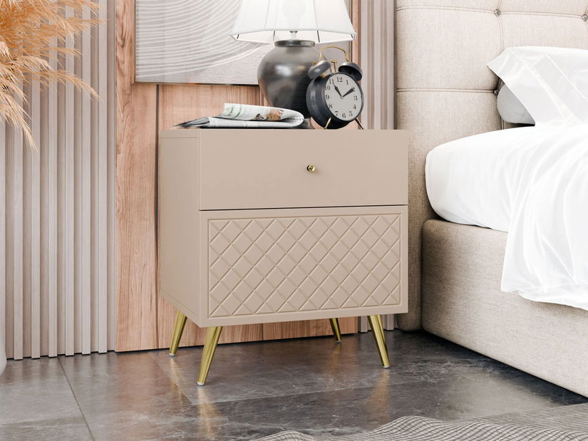 Nočný stolík Borunti 2SZ (pieskovo béžová) *výpredaj