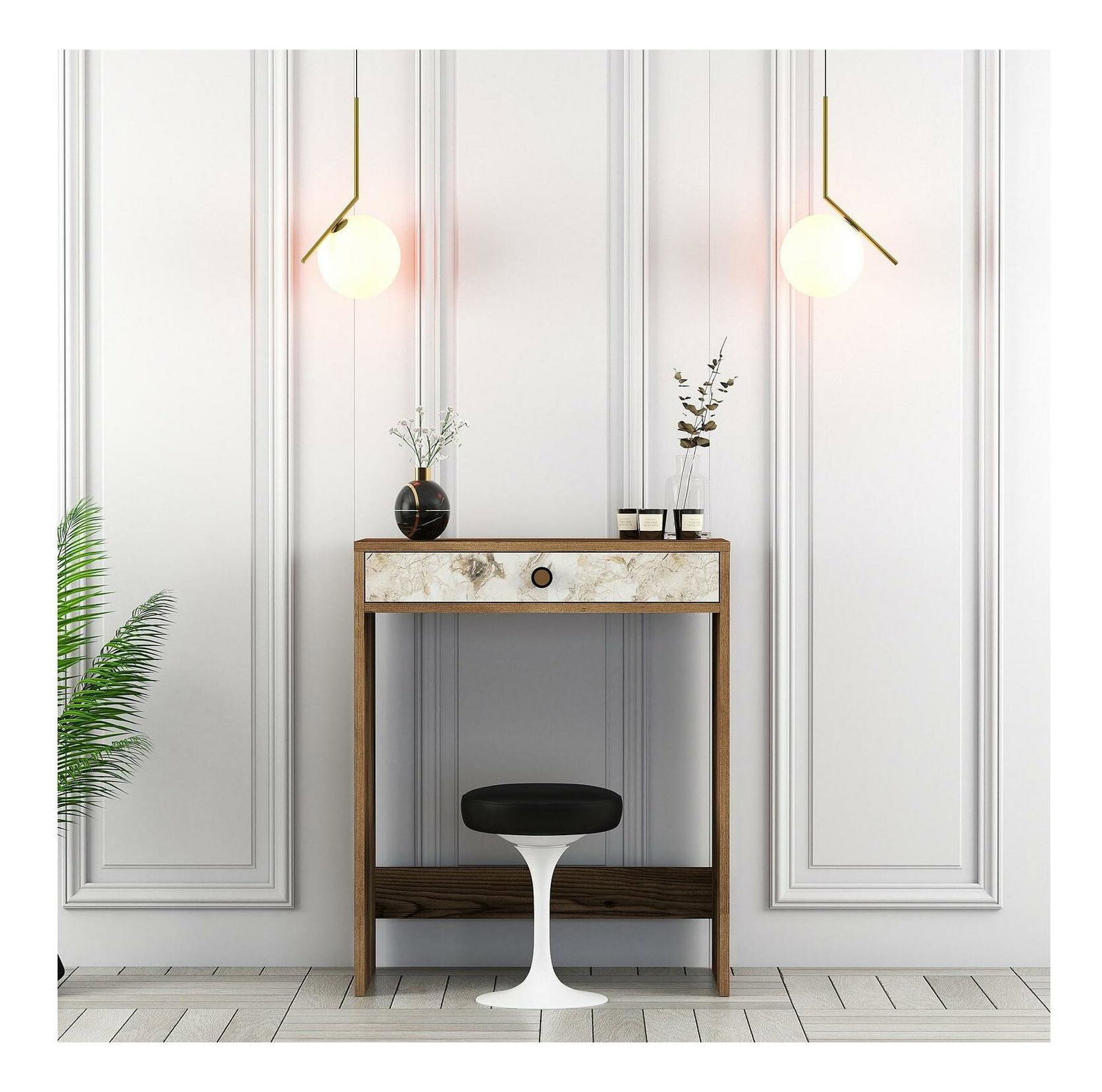 Fésülködőasztal Logan 1 (dió + fehér márvány)