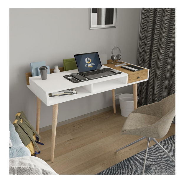 Radni stol Flexi (bijeli hrast)