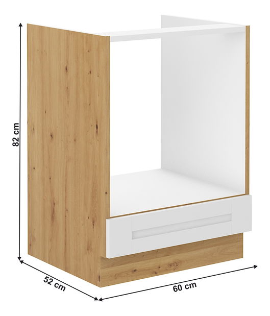 Dulap inferior pentru cuptor încorporat Lesana 2 (alb + stejar artisan) 60 D GAZ BB