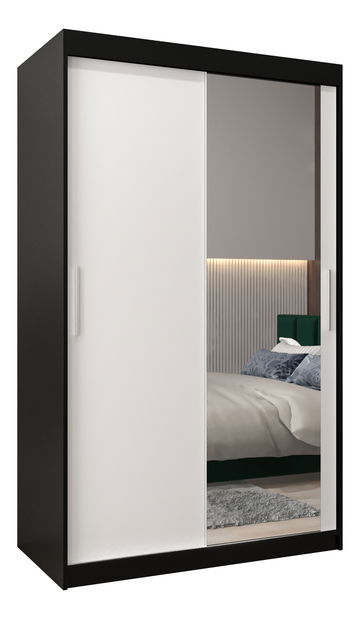 Dulap de haine 120 cm Toki 2 (negru mat + alb mat)