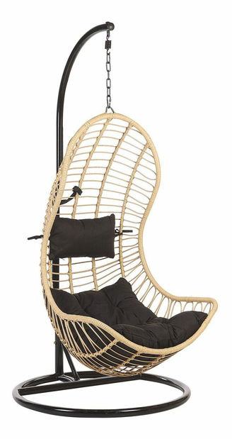 Závesné kreslo so stojanom PINOGRO (polyratan) (béžová)