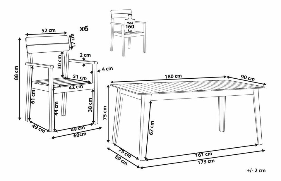 Záhradná zostava Fernanda (svetlé akáciové drevo)