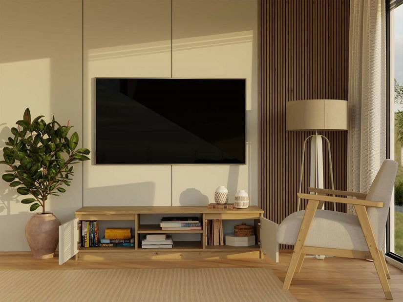 Masă TV/ Comodă TV Musecalo 140 (stejar artisan + cashmir)