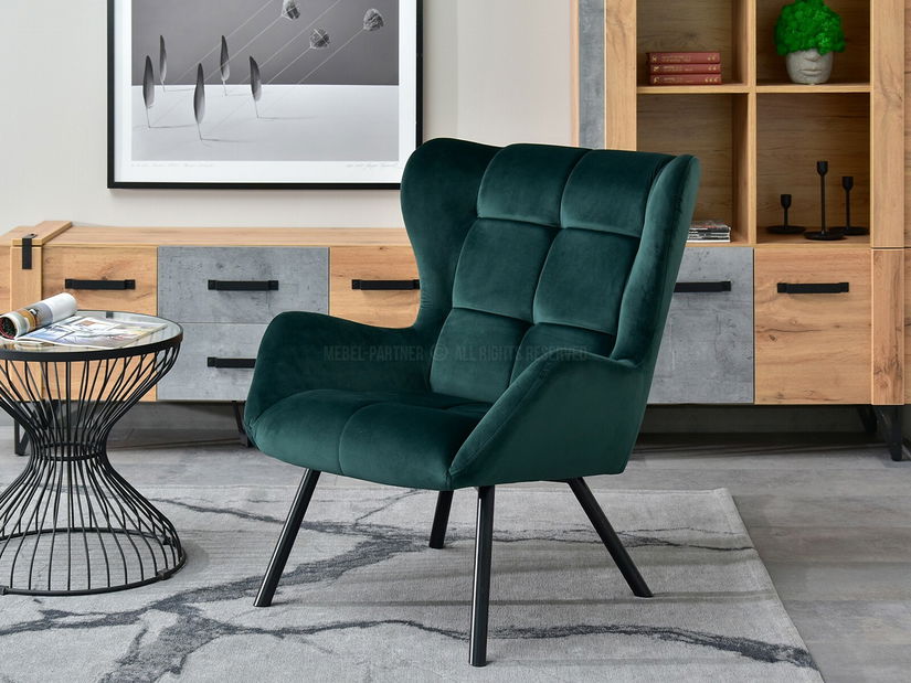 Dizájnos fotel Norweien (zöld + arany)