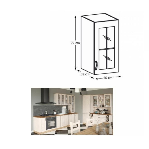 Horná kuchynská skrinka Regnar G40S/P sosna nordická /dub divoký (P)