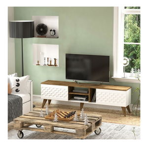 Masă TV/Dulap Eggie (alb + nuc)