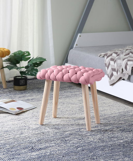 Taburetka Yarin (ružová + prírodná)