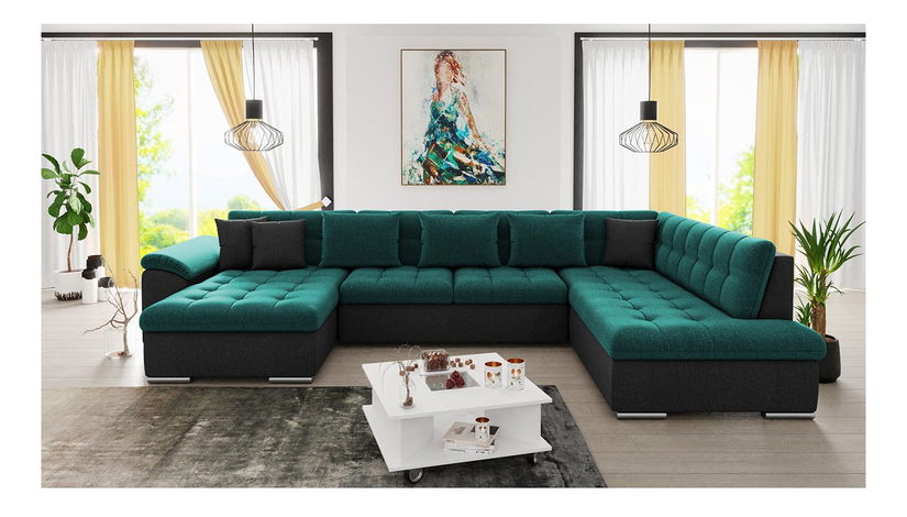 Kutna garnitura Talia (tamnozelena + tamnosiva)