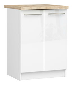 Dolná kuchynská skrinka Ozara S60 2D (biela + biely lesk)