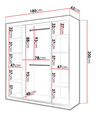 Šatníková skriňa 2 180 Tumba (Čierna)