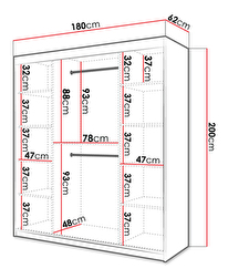 Šatníková skriňa 2 180 Tumba (Čierna)