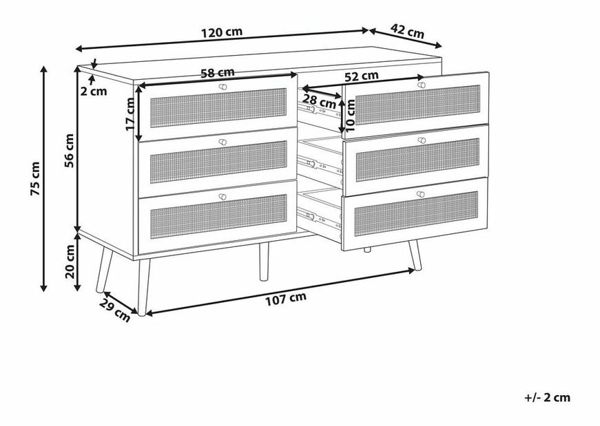 Komoda Perza (svetlé drevo)
