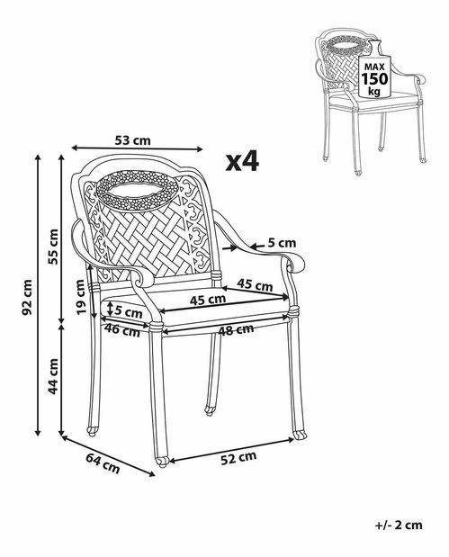 Set 4 buc. scaune de grădină MENEF (maro închis)