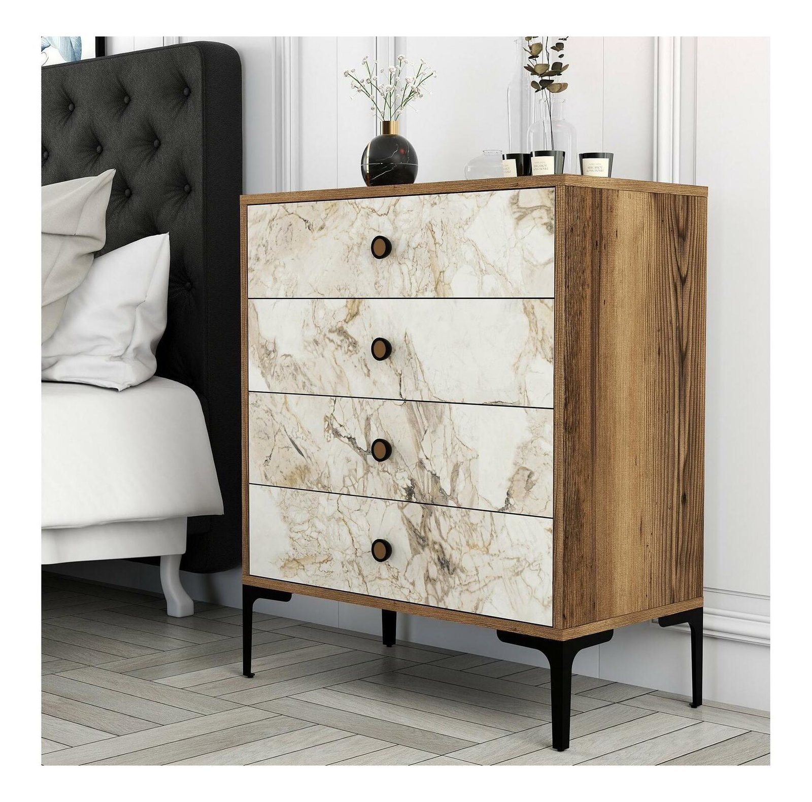 Komód Logan 538 (dió + fehér)