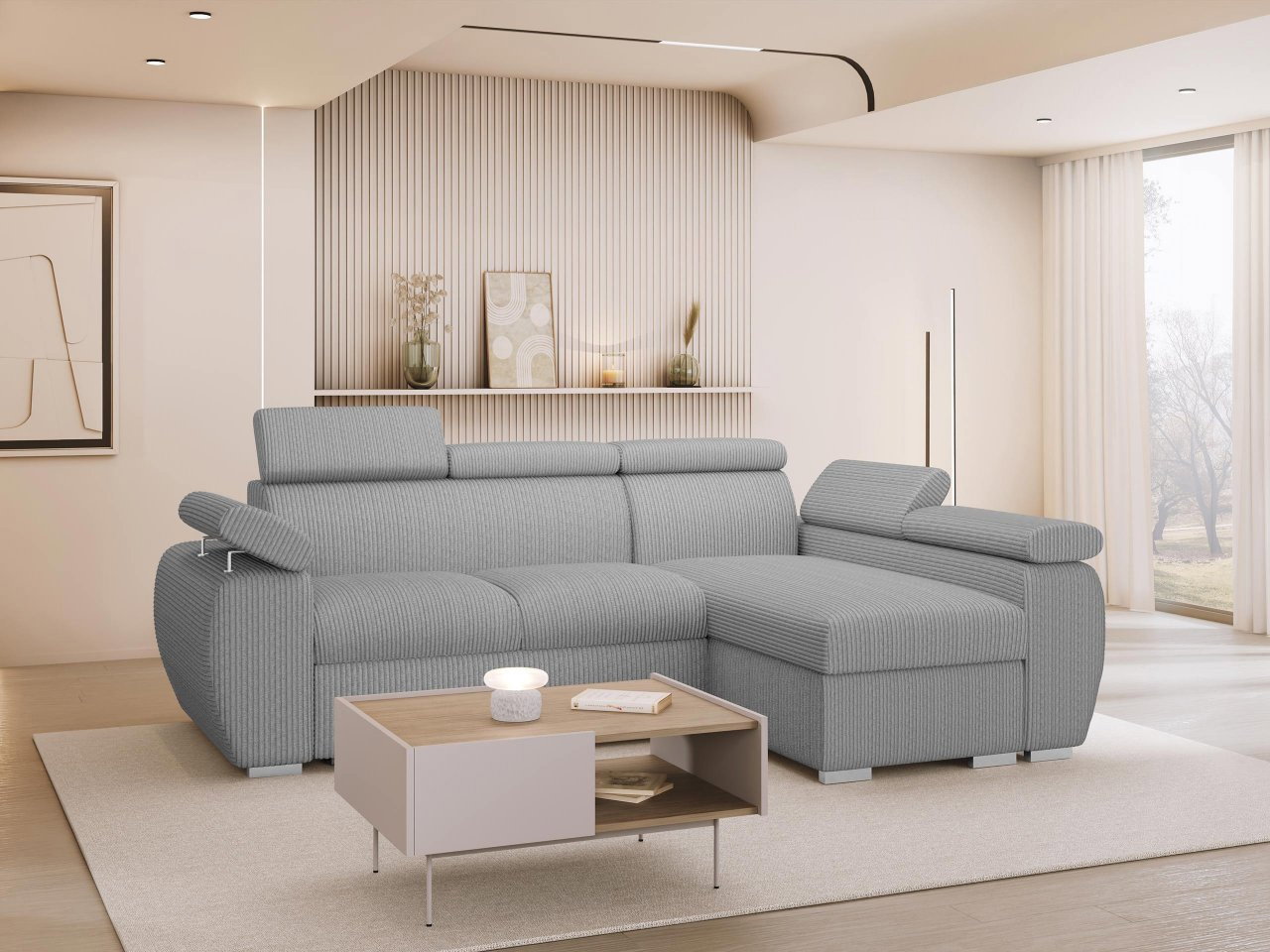 Rohová sedacia súprava Gozo Mini Premium (svetlosivá) (P)