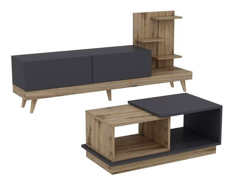 Set mobilier living Dizajn (antracit + nuc)
