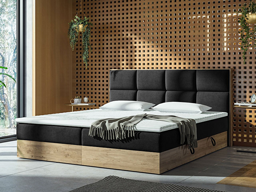 Bračni krevet Boxspring 140 cm Bolondra (zlatni hrast + soro 100)